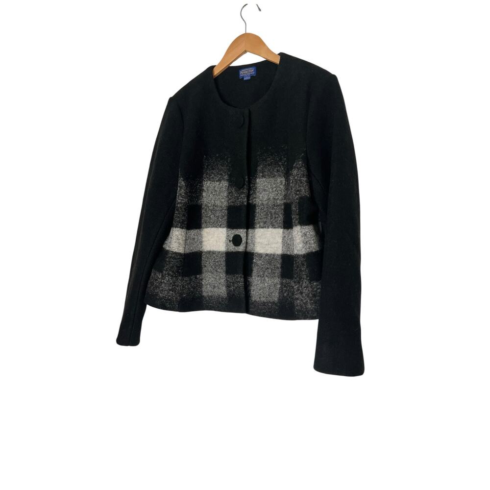 Vintage 90s Pendleton Ombre Plaid Wool Coat Dark Academia NWT L - Picture 2 of 14